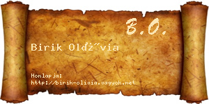 Birik Olívia névjegykártya